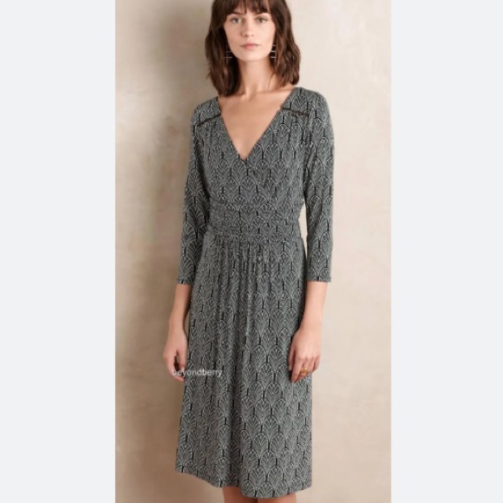 Maeve Anthropologie Galena Midi Dress, Size Small, Black White